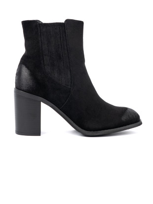 Black Suede Ankle Boots with High Heel