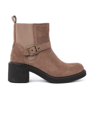 Stylish Beige Ankle Boots with Stable Heel