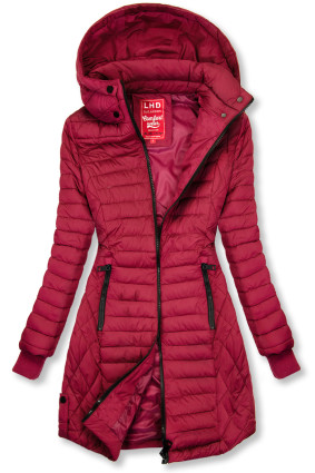 Wine red mid season quilted jacket