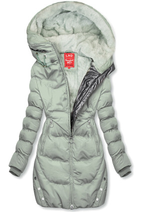 Jade padded winter jacket with silver hem