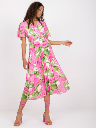 Pink Floral Midi Dress