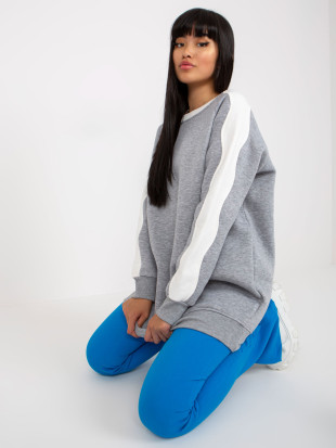 Gray-White Basic Sweatshirt Without Hood RUE PARIS