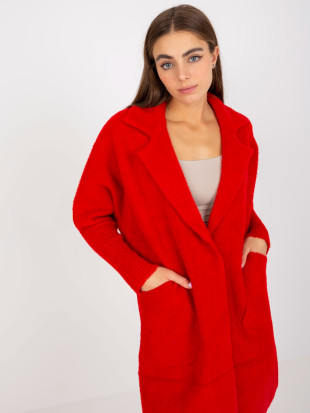 Red Women's Alpaca Coat with Pockets Eveline