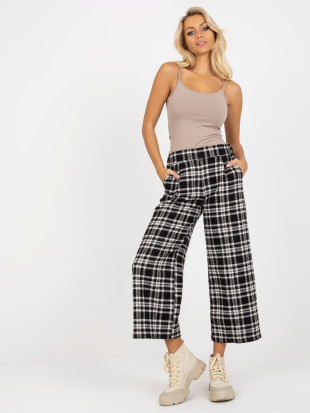 Black Women's Culottes with Checkered Pattern
