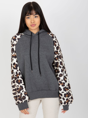 Dark Gray Hoodie with Sleeve Print