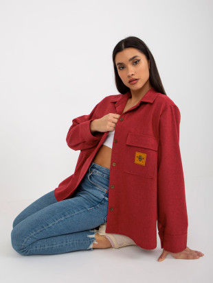 Women's Wool Shirt in Dark Pink