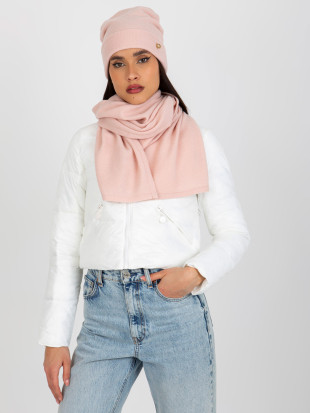 Light Pink Winter Set with Scarf and Beanie