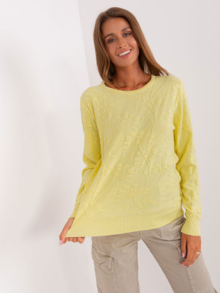 Light Yellow Women's Classic Sweater with Ribbed Cuffs