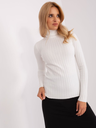 Ecru Fitted Sweater with Turtleneck