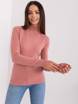 Dusty Pink Fitted Sweater with Turtleneck