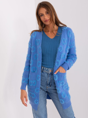 Blue Soft Cardigan with Pattern