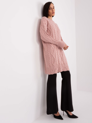 Light Pink Knitted Dress with Long Sleeves