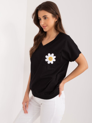 Stylish Black Blouse with Short Sleeves
