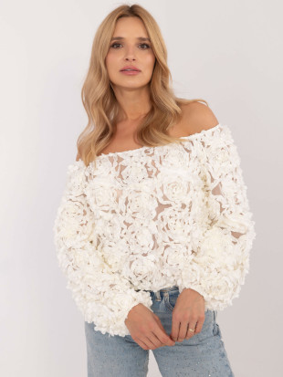 Elegant Ecru Blouse with Long Sleeves