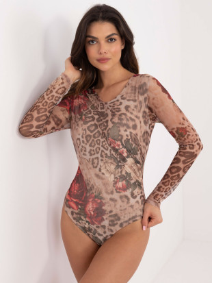 Elegant Beige Long Sleeve Bodysuit