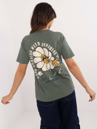 Stylish Khaki Blouse with Short Sleeves