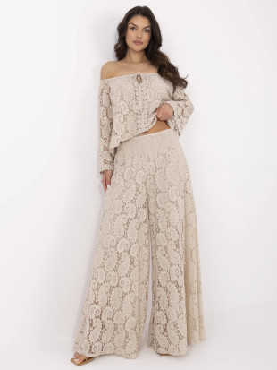 Elegant Beige Pants with Lace