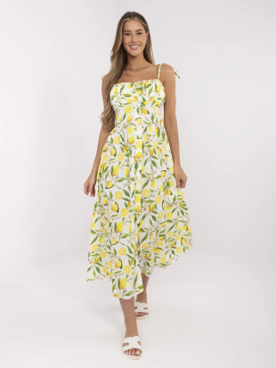 Maxi Dress with Flared Cut in Ecru