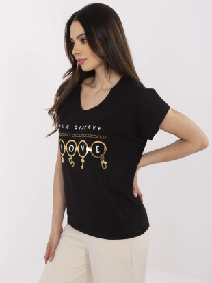 Stylish Black T-Shirt with Short Sleeves