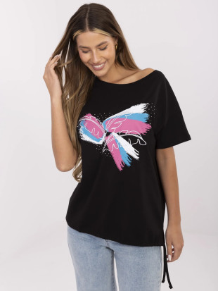 Stylish Black T-Shirt with Application