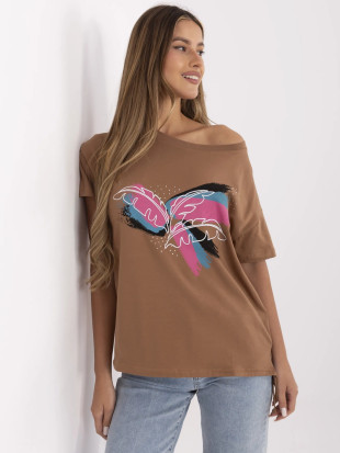 Stylish Beige T-Shirt with Application