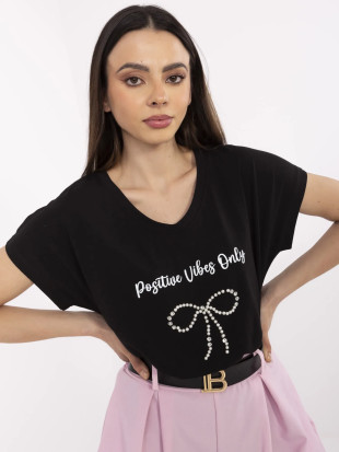 Stylish Black T-Shirt with Application