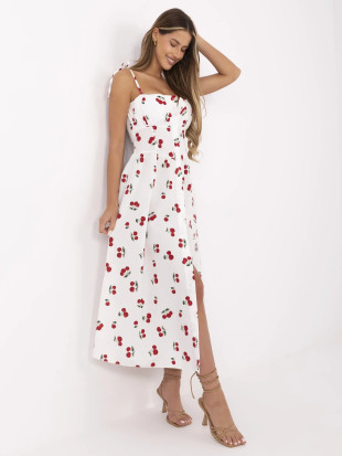 White Flared Dress with Buttons