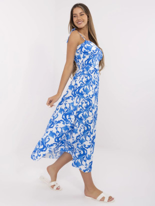 White-Blue Flared Dress