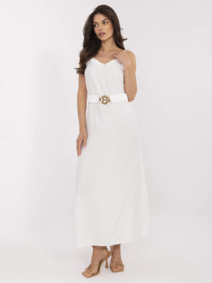 Maxi Dress with Belt in Ecru