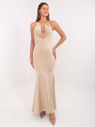Elegant beige maxi dress