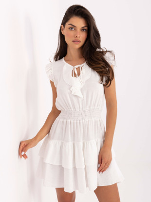White Flared Dress with Short Sleeves