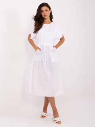 White Flared Dress with Short Sleeves
