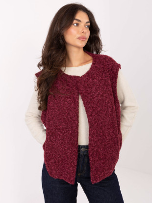 Burgundy knitted vest with pockets