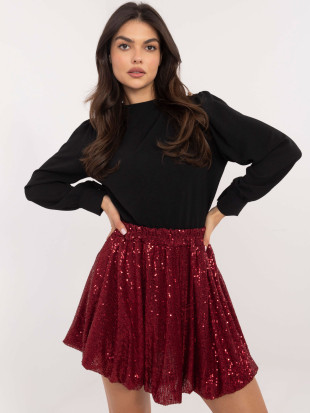 Burgundy mini skirt with sequins and lining