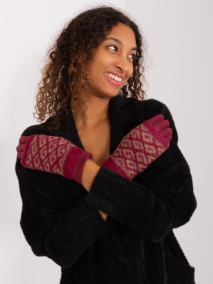 Stylish Gloves in Burgundy Color