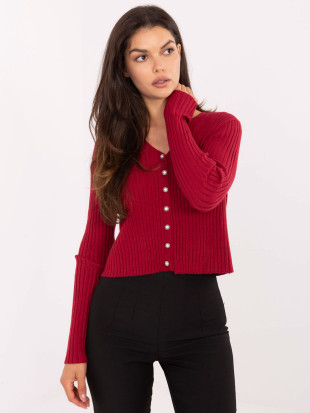 Elegant Bordeaux Sweater with V-Neck