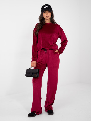 Women's burgundy set with long sleeves and decorative details