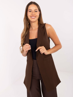 Long elegant brown vest with lining