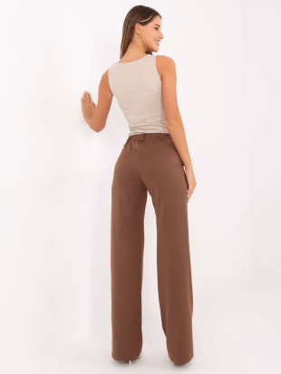 Elegant brown wide-leg fabric trousers