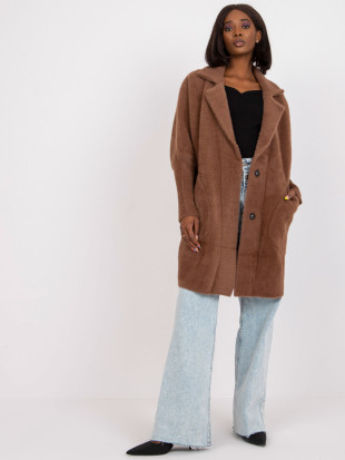 Brown wool and angora transitional coat