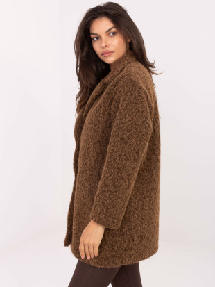 Short elegant transitional coat in brown