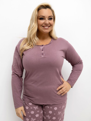 Women's floral print pyjama, long sleeve, pink