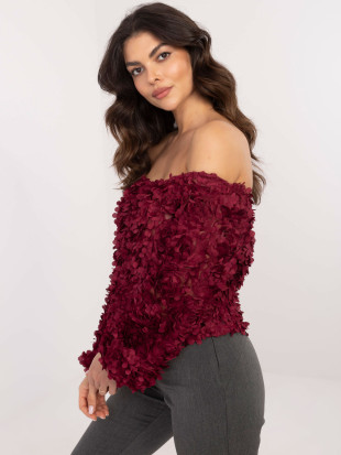 Elegant off-shoulder burgundy blouse
