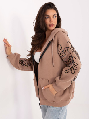 Beige hoodie with embroidery