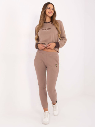 Women's beige ribbed cotton joggers