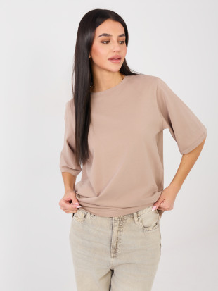 Beige cotton T-shirt with short sleeves