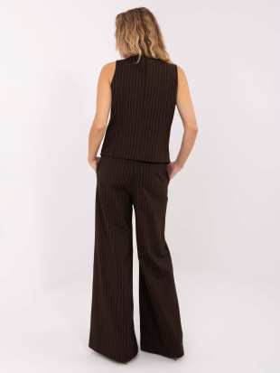 Elegant wide-leg striped trousers in dark brown