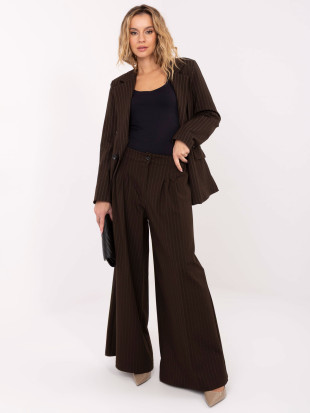 Elegant striped palazzo trousers in dark brown