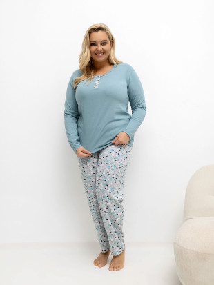Women's cotton pyjamas with floral pattern and buttons