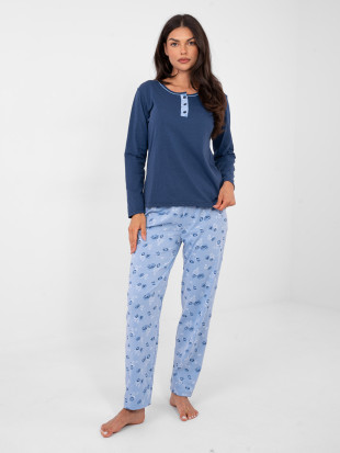 Women's floral pajama set, dark blue